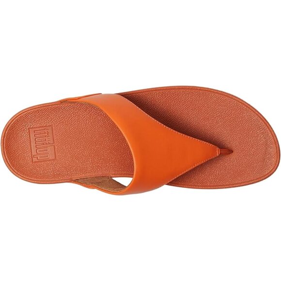 Women's Flip-Flop Thong Sandals Orange Leather Classic Comfort Slip On Shoes - Picture 6 of 9